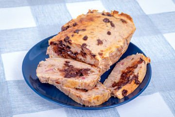 homemade banana chocolate nut berry bread cake
