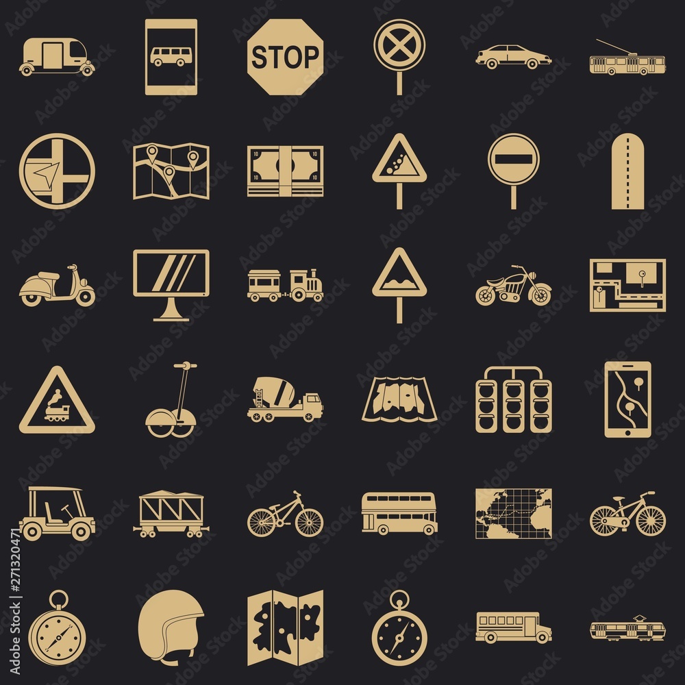 Poster navigation icons set. simple style of 36 navigation vector icons for web for any design