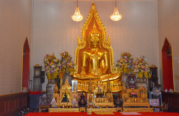 A view of Wat Traimit temple in Bangkok, Thailand.