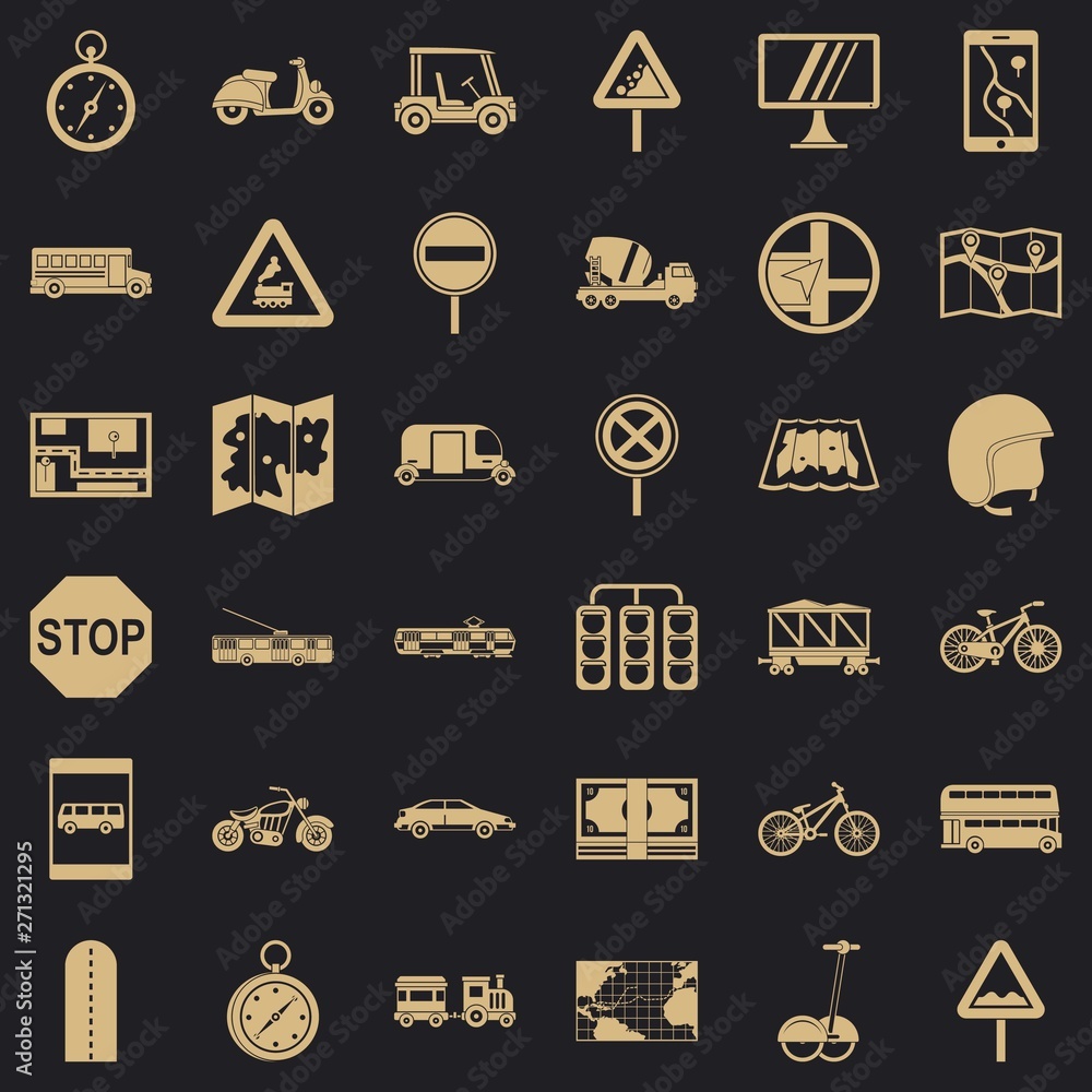 Poster gps icons set. simple style of 36 gps vector icons for web for any design
