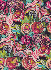 doodle rose colorful vector design flower art painting decoration wallpaper seamless pattern garden