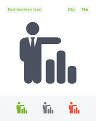 Fototapeta premium Businessman & Column Graph - Sticker Icons