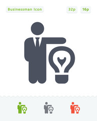 Businessman & Light Bulb - Sticker Icons