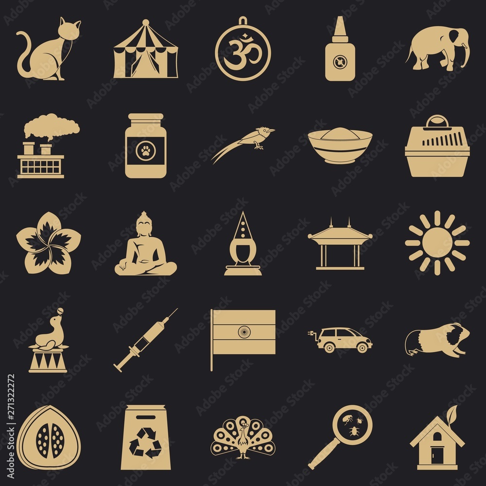 Poster habitat icons set. simple set of 25 habitat vector icons for web for any design