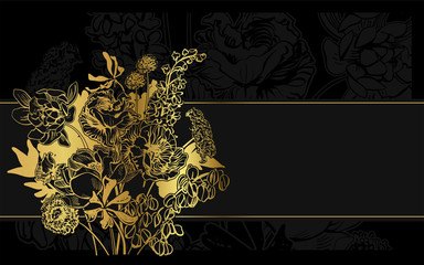 black gold card background floral backdrop elegant