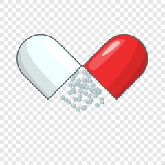 Open capsule pill icon. Cartoon illustration of open capsule pill vector icon for web design