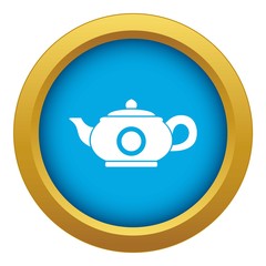 Teapot icon blue vector isolated on white background for any design