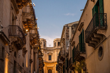 Sicily, Noto, view to Chiesa di Montevergine in the evening