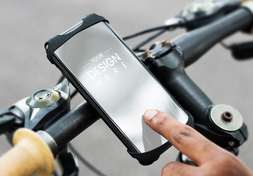 Cyclist Using a Mobile Phone Mockup