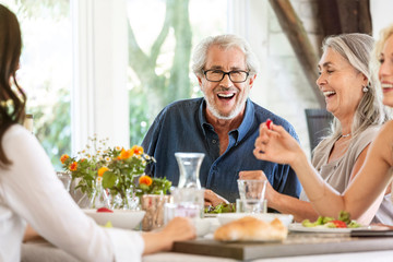 Happy family celebrating together