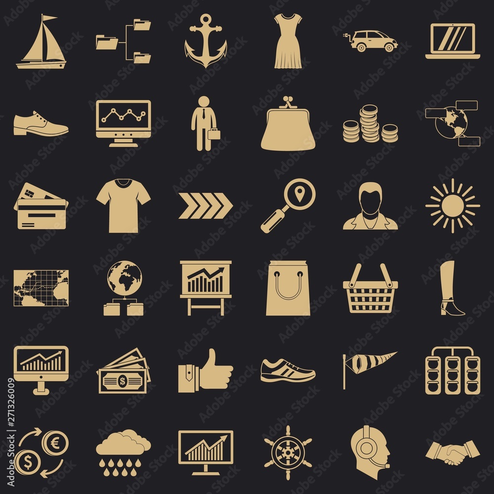 Poster transport icons set. simple style of 36 transport vector icons for web for any design