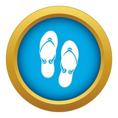 Flip flop sandals icon blue vector isolated on white background for any design