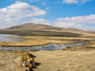 Paravani lake in Javakheti.Georgia,  Samtskhe-Javakheti Landscape - Georgia, Caucasus.- Image