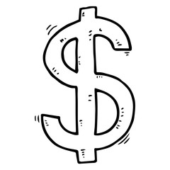 Dollar icon. Vector illustration of a dollar sign. Hand drawn dollar sign.