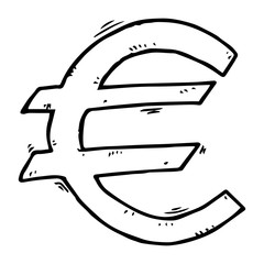 Euro icon. Vector illustration of euro sign. Hand drawn euro sign.