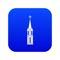 Church icon digital blue for any design isolated on white vector illustration