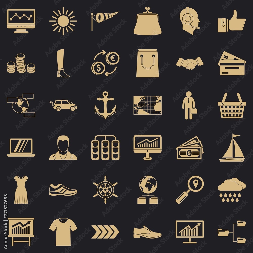 Poster delivery icons set. simple style of 36 delivery vector icons for web for any design