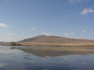 Fototapeta na wymiar Paravani lake in Javakheti.Georgia, Samtskhe-Javakheti Landscape - Georgia, Caucasus.- Image