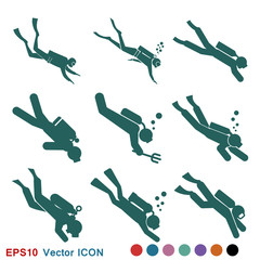 Scuba diver icon vector sign symbol for design
