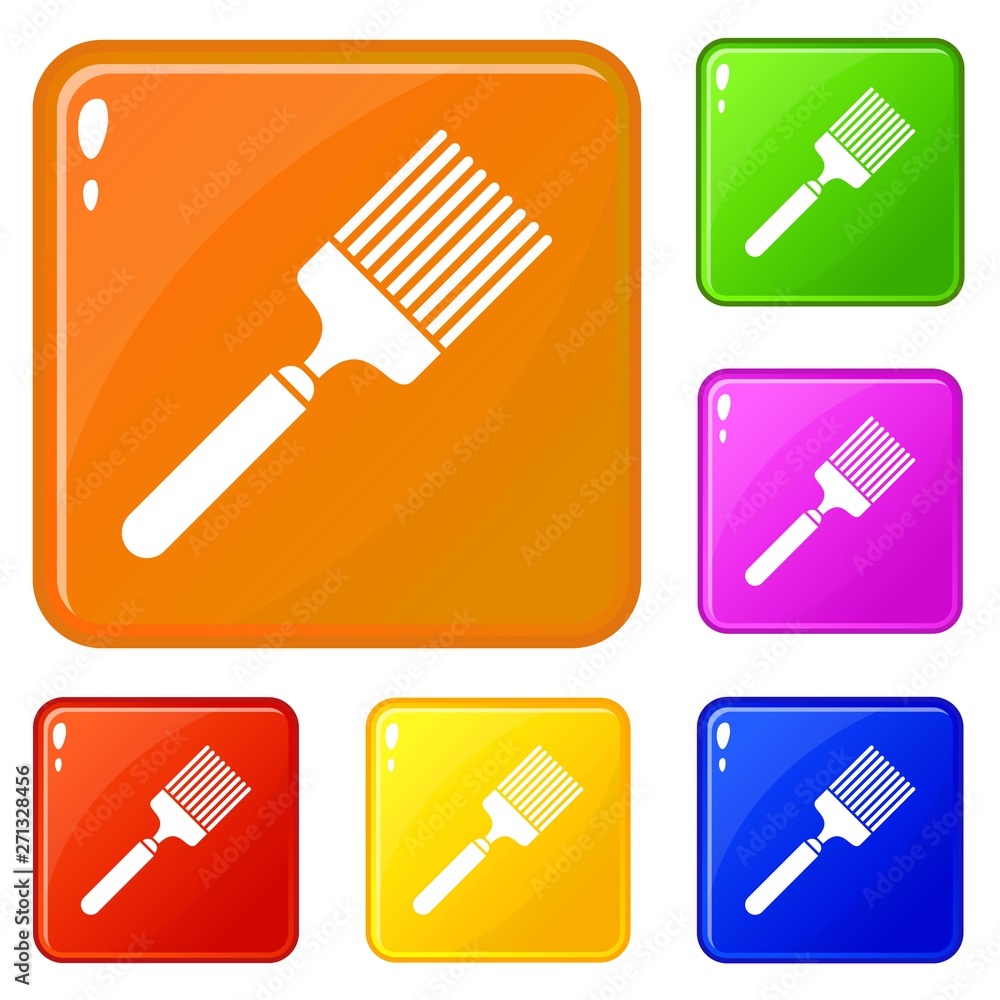 Poster brush icons set collection vector 6 color isolated on white background