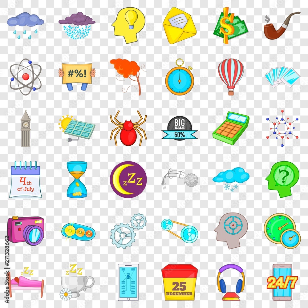 Poster screen icons set. cartoon style of 36 screen vector icons for web for any design