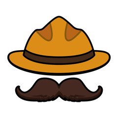 hipster hat moustache vector illustration
