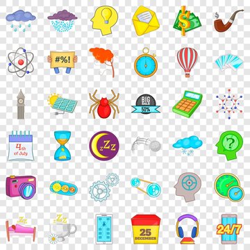 Screen icons set. Cartoon style of 36 screen vector icons for web for any design
