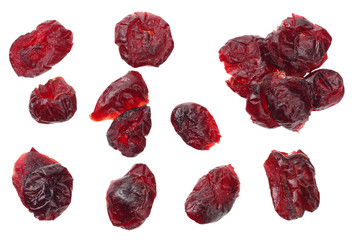 Cranberry isolated on white background. top view