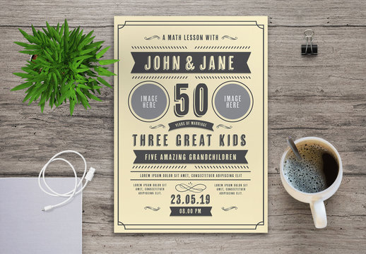 Anniversary Invitation Layout with Ornamental Decorations