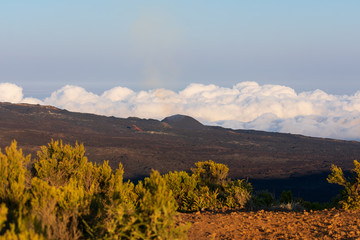 Seas of clouds with volcano landcape in the foreground