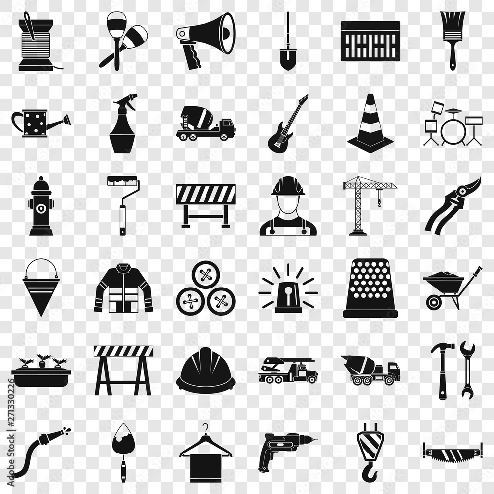 Poster hammer icons set. simple style of 36 hammer vector icons for web for any design