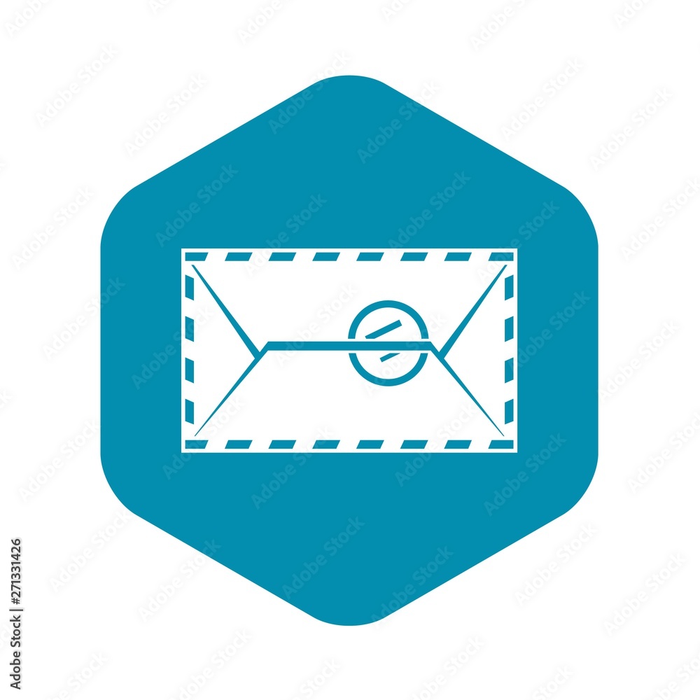 Poster mail envelope with a stamp icon. simple illustration of mail envelope with a stamp vector icon for w