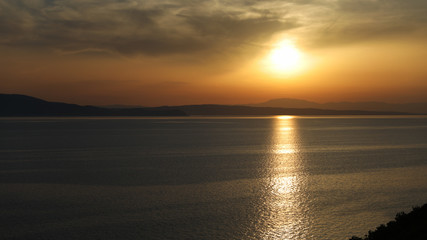 Summer sunset in the Adriatic sea in different ration and tones