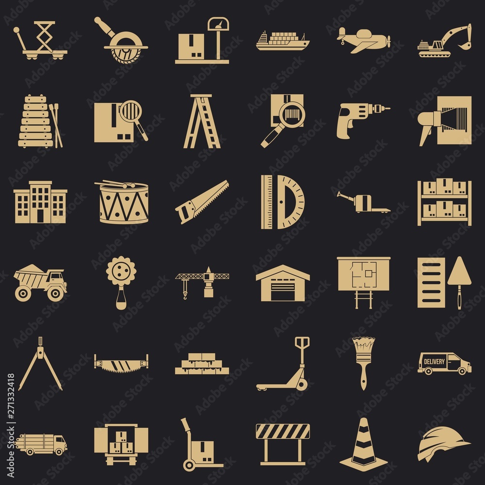 Poster delivery lorry icons set. simple set of 36 delivery lorry vector icons for web for any design