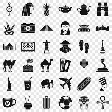 Tour icons set. Simple style of 36 tour vector icons for web for any design