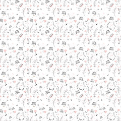 Cute Floral pattern of small flowers. Ditsy print . Seamless vector texture. Elegant template for fashion prints. Very small pink flowers on white background.