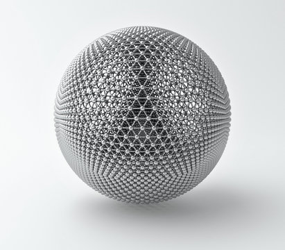 3d render of a silver smooth textured ball that looks like a christmas ornament