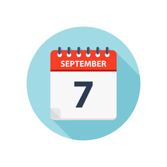 September 7 -  Calendar Icon - Round Calendar design template