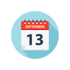 September 13 - Calendar Icon - Round Calendar design template