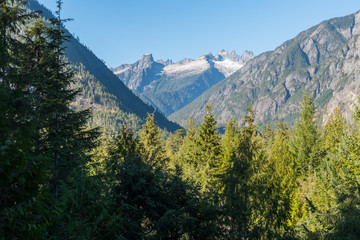 Obraz premium The Southern Picket Range viewed from the visitors center in Rockport North Cascades National Park