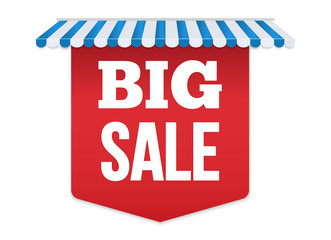 Red banner big sale. Store design