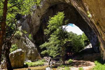 Natural stone bridge in Vratna river gorge in Serbia, called Vratnjanske kapije. This arches is a largest natural bridges in Europe.