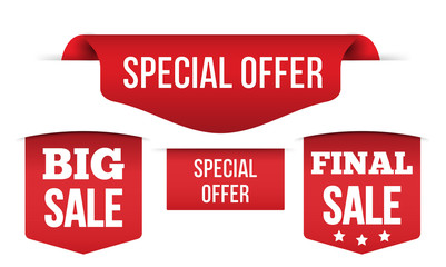 Set of Red banner special offer Isolated on white background, for your design web site and branding banner.