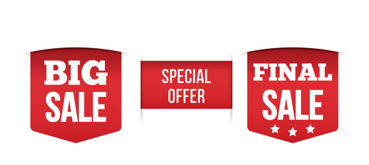 Set of Red banner special offer Isolated on white background, for your design web site and branding banner.