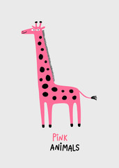 Pink Animals, A Giraffe
