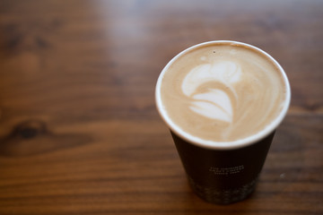 cup of coffee on brown background