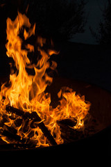 an evening by a roaring campfire