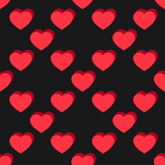 Vector flat hearts seamless pattern. Red and black. Sexy love romantic theme