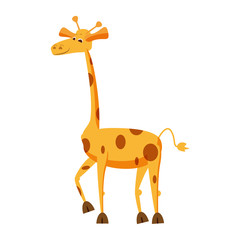 Cute giraffe, animal, trend cartoon style vector illustration