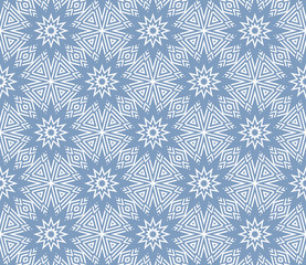 Blue and white pattern with geometric ornament
